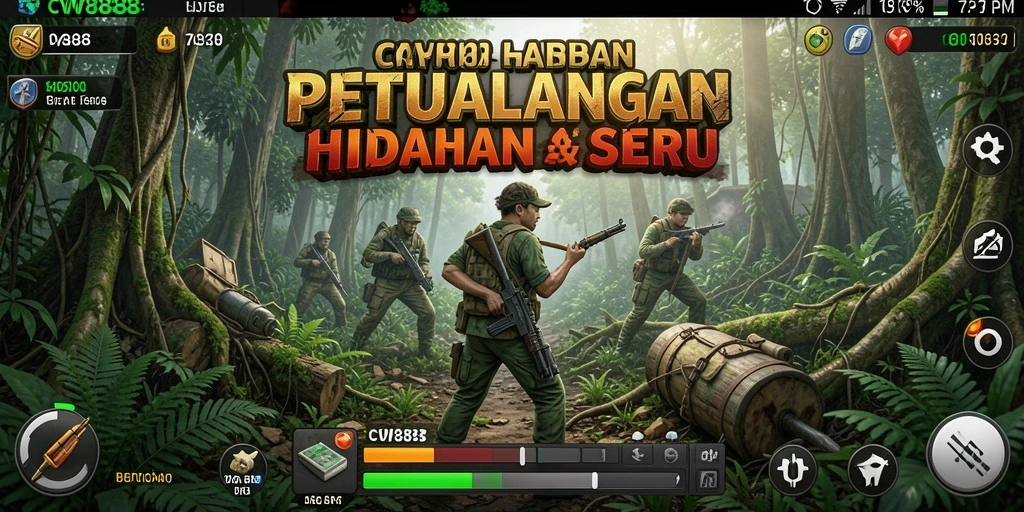 Tampilan antarmuka permainan bertahan hidup yang menawan.