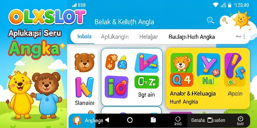 Antarmuka menarik OLXSLOT untuk belajar huruf dan angka.