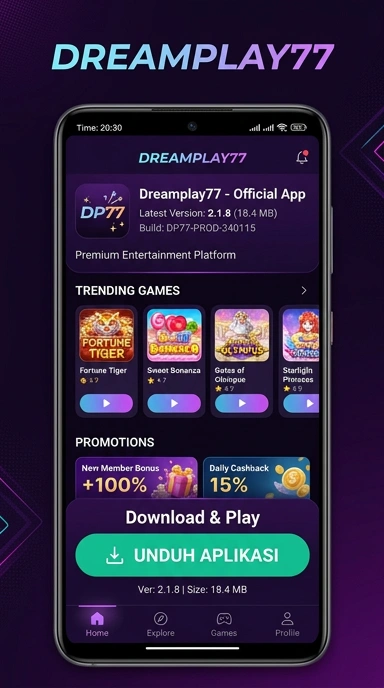 Tampilan halaman APK dreamplay77