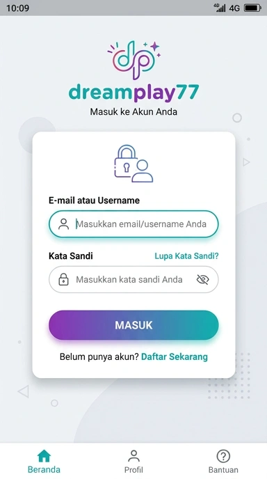 Tampilan halaman login dreamplay77